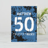 50e verjaardag vijftig Rocks BLUE Grunge Pattern F Kaart (Staand voorkant)