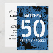 50e verjaardag vijftig Rocks BLUE Grunge Pattern F Kaart (Voorkant / Achterkant)
