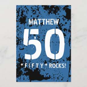 50e verjaardag vijftig Rocks BLUE Grunge Pattern F Kaart