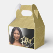 50e verjaardag Vijftig script gouden zwarte foto's Bedankdoosjes (Voorkant Zijde)