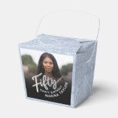 50e verjaardag Vijftig script zilveren zwarte foto Bedankdoosjes (Voorkant Zijde)