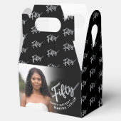 50e verjaardag Vijftig script zilveren zwarte foto Bedankdoosjes (Geopend)