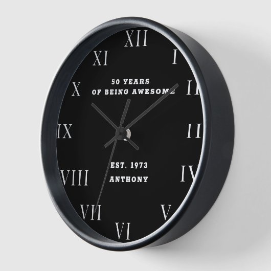 50e verjaardag Vijftig Zwart  Modern Elegant (Hoek)