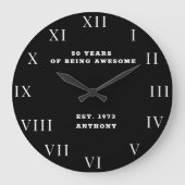 50e verjaardag Vijftig Zwart  Modern Elegant Grote Klok (Voorkant)