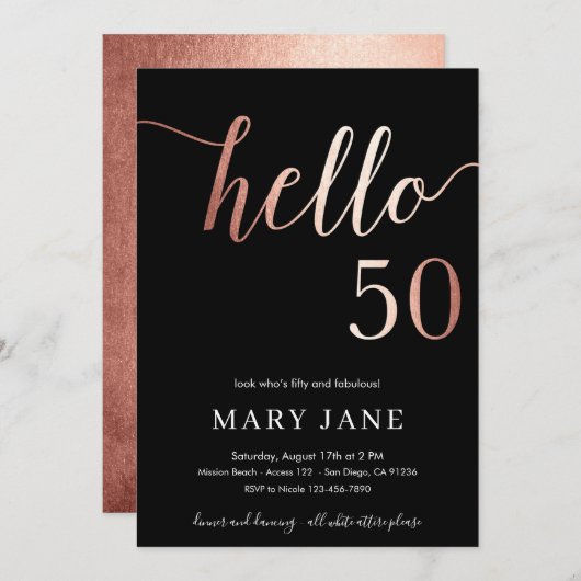 50e verjaardag, vijftigste verjaardag kaart (Voorkant / Achterkant)