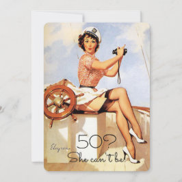 50e verjaardag, vintage, sexy pin-up meisje kaart