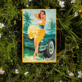 50e verjaardag, vintage, sexy pin-up meisje, op ma kaart