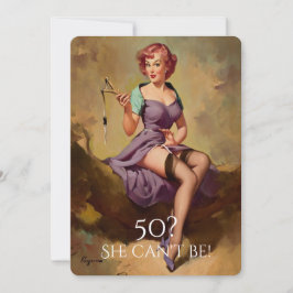 50e verjaardag, vintage, sexy pin-up meisje, op ma kaart