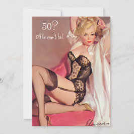 50e verjaardag, vintage sexy pin-up zwarte lingeri kaart