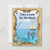50e verjaardag Vissen Uitnodigingen voor MANNEN (Voorkant)
