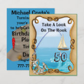 50e verjaardag Vissen Uitnodigingen voor MANNEN (Voorkant / Achterkant)