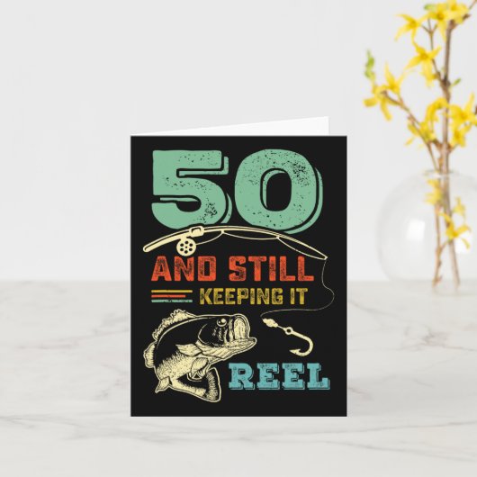 50e verjaardag Vissende 50 Mannen vissers Pu Kaart (Gele Bloem)