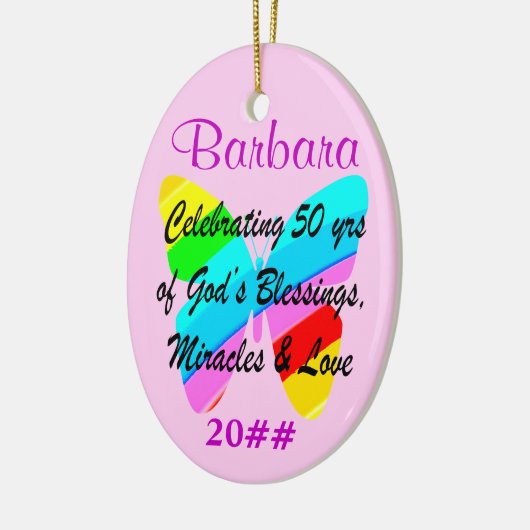 50E VERJAARDAG VLINDER GEPERSONALISEERD ORNAMENT (Links)