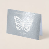 50e verjaardag vlinder voeg naam toe folie kaarten (Voorkant)