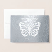 50e verjaardag vlinder voeg naam toe folie kaarten (Voorkant met envelop)