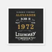 50e verjaardag Voeg naam 1972  zwart goud toe Servet (Voorkant)