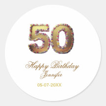 50e verjaardag voeg naam datum jaar goud bloemrijk