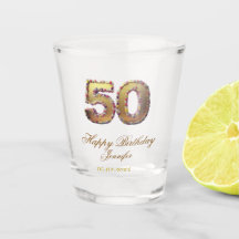50e verjaardag voeg naam datum jaar goud bloemrijk