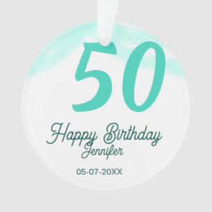 50e verjaardag voeg naam datum jaar groen pastel v ornament