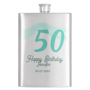 50e verjaardag voeg naam datum jaar groene pastel  flacon