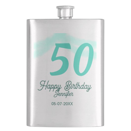 50e verjaardag voeg naam datum jaar groene pastel  flacon (Voorkant)
