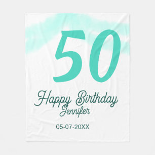 50e verjaardag voeg naam datum jaar groene pastel fleece deken