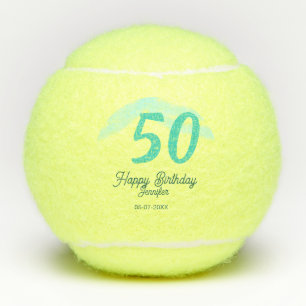 50e verjaardag voeg naam datum jaar groene pastel  tennisballen