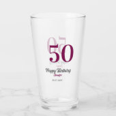 50e verjaardag voeg naam datum jaar mauve sjabloon glas (Achterkant)