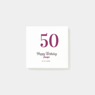 50e verjaardag voeg naam datum jaar mauve sjabloon post-it® notes