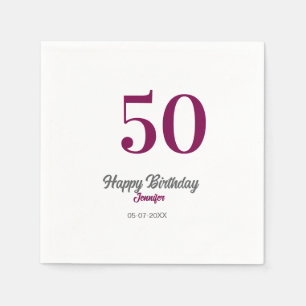 50e verjaardag voeg naam datum jaar mauve sjabloon servet