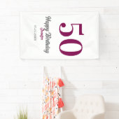 50e verjaardag voeg naam datum jaar mauve sjabloon spandoek (Insitu)