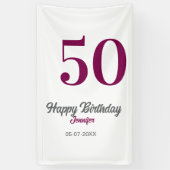 50e verjaardag voeg naam datum jaar mauve sjabloon spandoek (Verticaal)