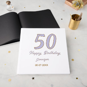 50e verjaardag voeg naam datum jaar paars bruin mo gastenboek