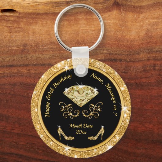 50e verjaardag voor een vrouw, 50e verjaardag sleutelhanger (Achterkant)