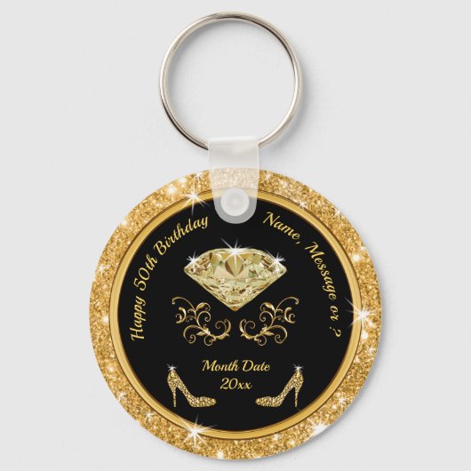 50e verjaardag voor een vrouw, 50e verjaardag sleutelhanger (Achterkant)