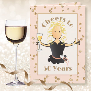 50e verjaardag voor haar glinsterende blonde leuke kaart