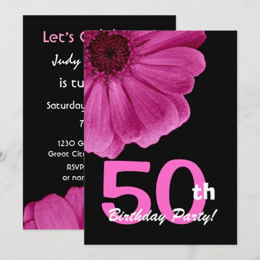 50e verjaardag voor haar roze Daisy W1818 Kaart (Voorkant / Achterkant)