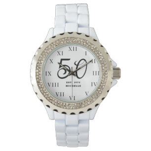 50e verjaardag voor haar vijftig zwart elegant mod horloge