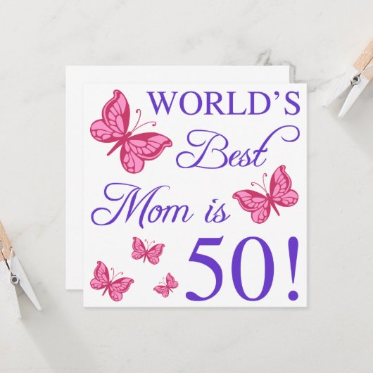 50e verjaardag voor mam kaart (Voorkant / Achterkant in situ)