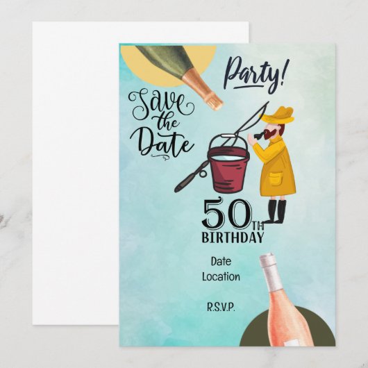 50e verjaardag voor visliefhebbers kaart (Voorkant / Achterkant)