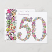 50e verjaardag Voorjaarsbloem Aangepaste uitnodigi Kaart (Voorkant / Achterkant)