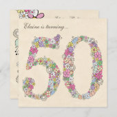 50e verjaardag Voorjaarsbloemen Aangepaste uitnodi Kaart (Voorkant / Achterkant)