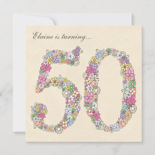50e verjaardag Voorjaarsbloemen Aangepaste uitnodi Kaart (Voorkant)