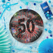50e verjaardag vuurwerk in Bord van wolkenpapier (Feest)
