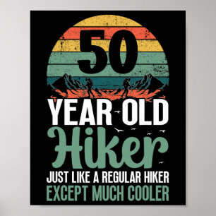 50e verjaardag Wandelaar Berg 50 jaar oud Wandelen Poster