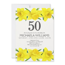 50e Verjaardag Waterverf Daffodil Feestuitnodiging