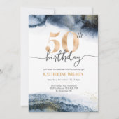 50e verjaardag waterverf en goud kaart (Voorkant)