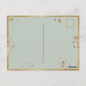 50e verjaardag Waterverf groene gouden bloem I Briefkaart (Achterkant)