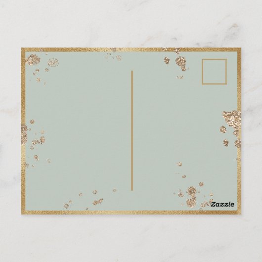 50e verjaardag Waterverf groene gouden bloem I Briefkaart (Achterkant)