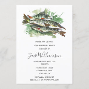 50e verjaardag   Waterverf vis Kaart